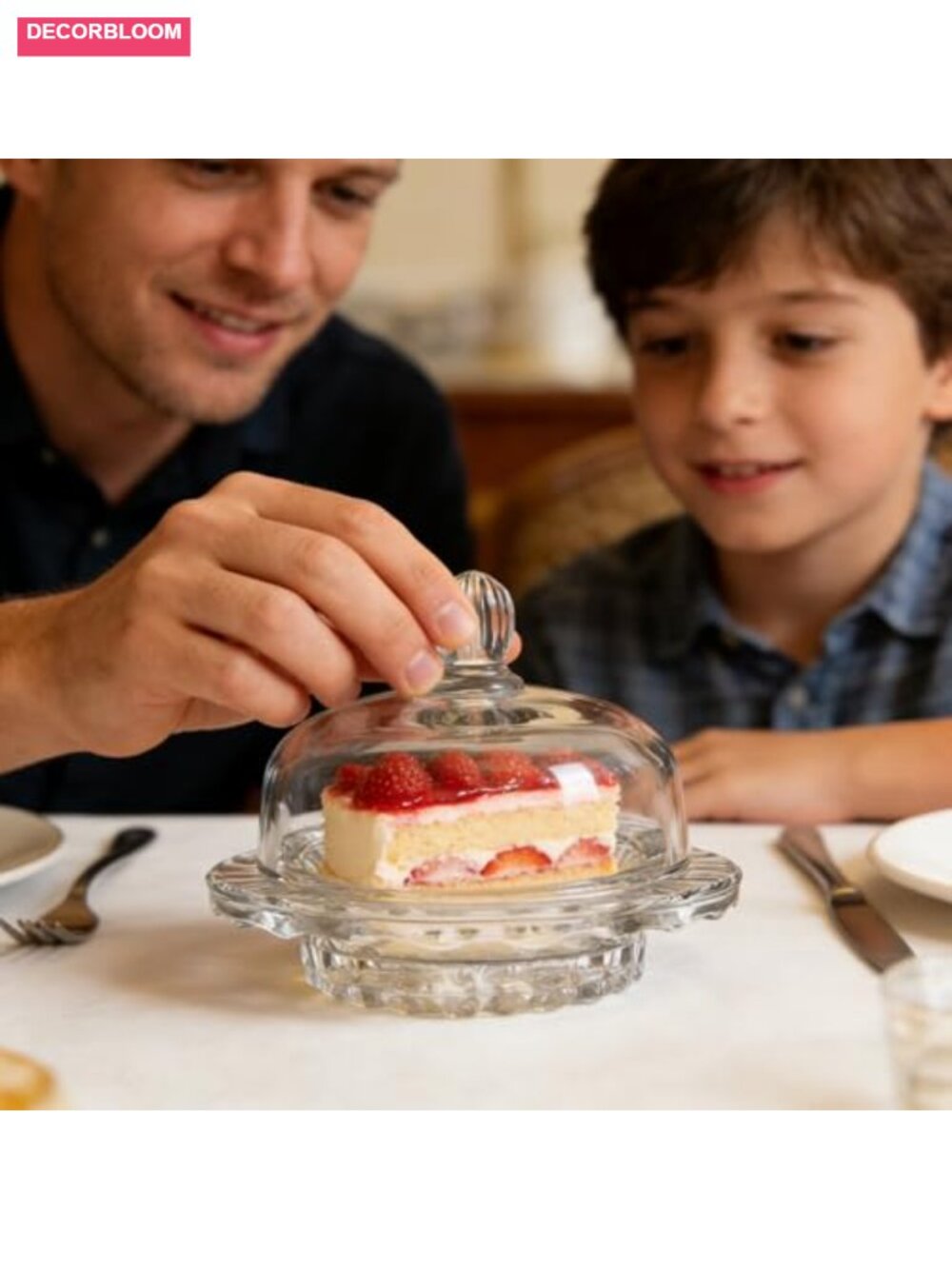 Glass Butter Dish with Crystal Dome Lid, Heavyweight, Dishwasher Safe, - Picture 5 of 6